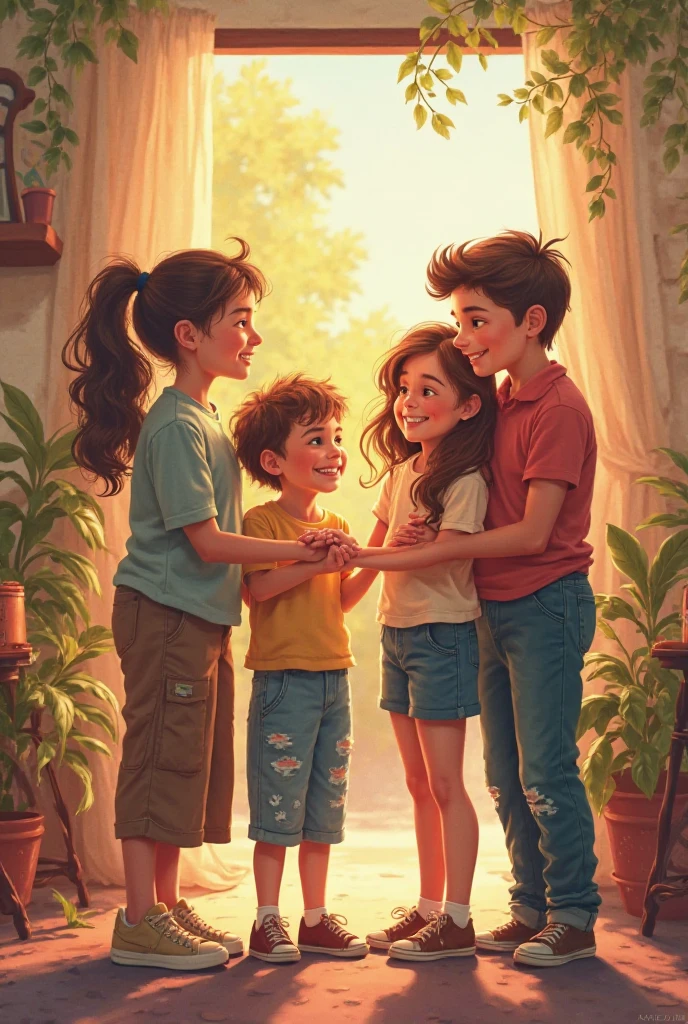 Kindness collage for five-year-old boy in everyday life with his friends