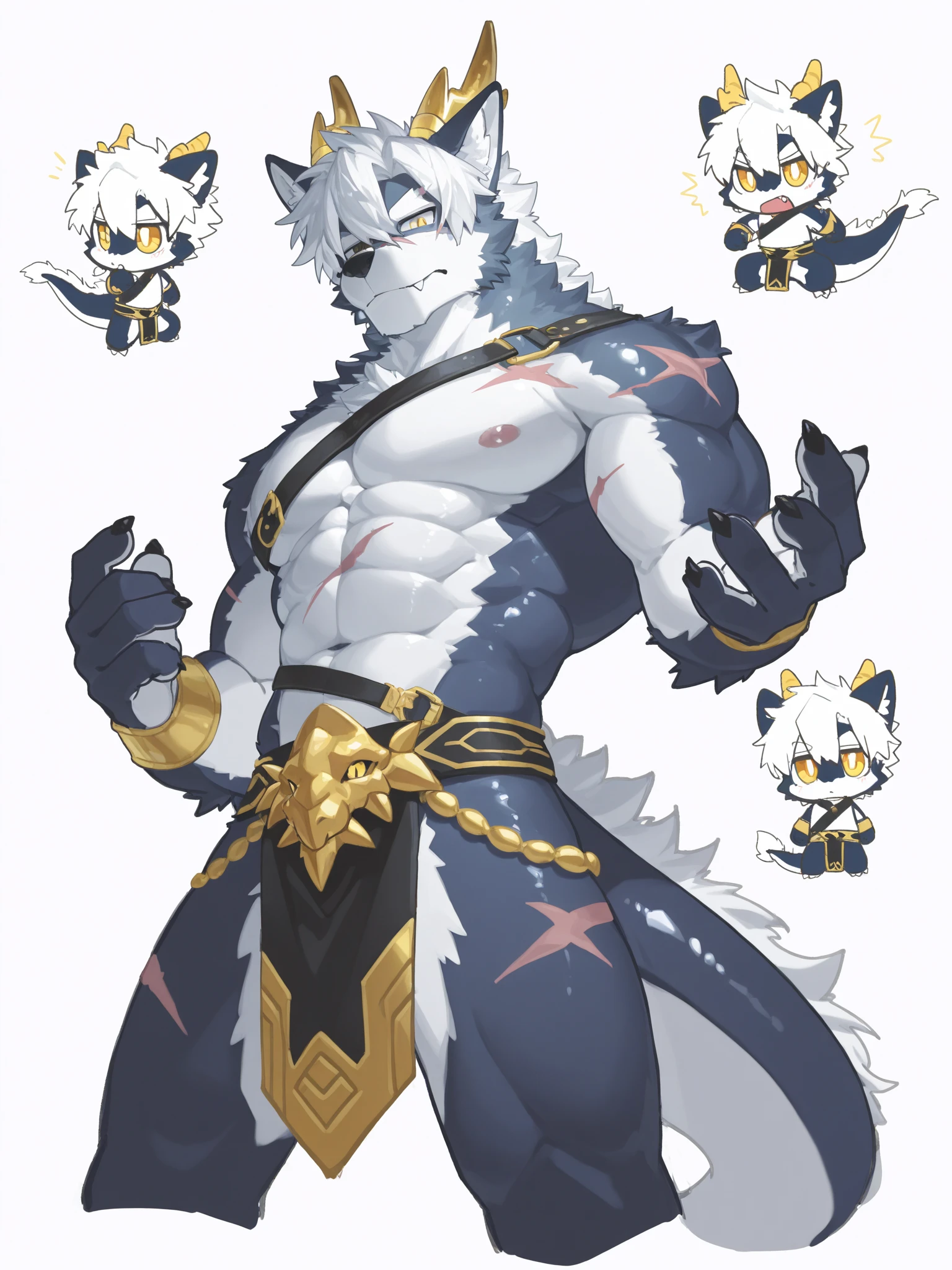 Solo, Anthro, male (((solgaleo, lion, blue sclera, muscular, big pecs, abs, yellow nipples, white fur, black body, black nose, multicolored body, multicolored fur, multicolored mane, white mane, mane, grey pecs, black chest, black abdomen, white arms, white legs, 5 fingers, tail, white tail, yellow tipped tail, markings, orange tipped mane, orange speedo, big bulge))) standing, pokemorph, biped ((focus grey abdomen, focus solgaleo, focus grey chest)) full body, perfect anatomy, by darkgem, by mystikfox61, by glitter trap boy