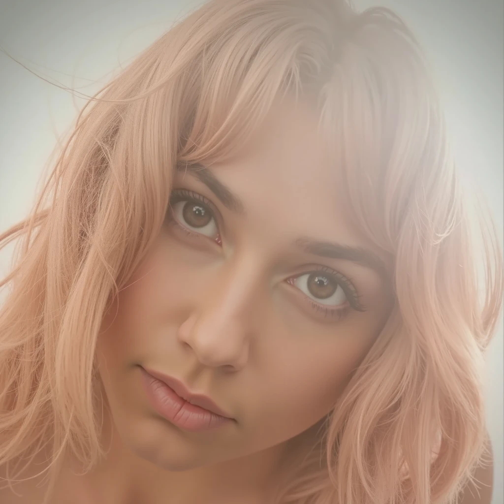 photo of a very beautiful pink hair woman looking at the camera with sexy look