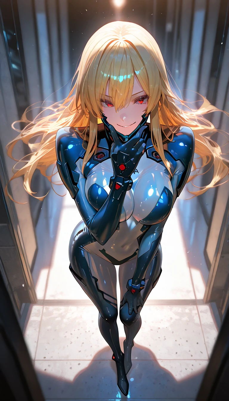 ((Highest quality)), ((masterpiece)), (detailed), （Perfect Face）、The woman is Yuuki Asuna, a completely metallic lifeform with metallic silver skin and face, and light brown metallic medium-long hair.、The woman is a metallic lifeform whose entire body and face are made of metal.、The woman&#39;s face and hair are made of metal
