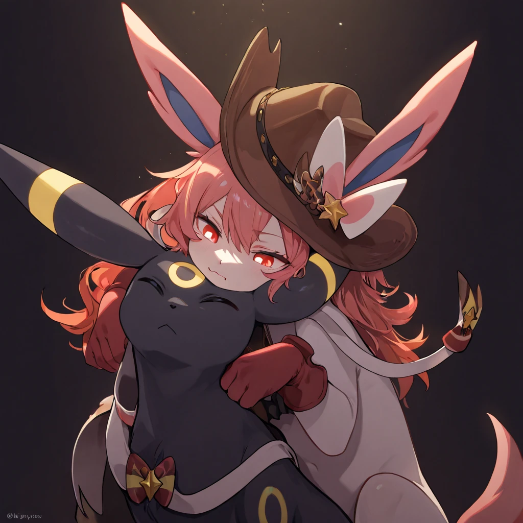 masterpiece, soft shading, 1girl, Furry, bunny ears, cat tail, anthropomorphic, female, orange fur, orange skin, (heterochromia, (blue eyes, pink eyes)), red hair, magical girl theme, revealing clothes, blue magical girl dress, sexy outfit, revealing outfit, loincloth, fantasy city, uploaded on e621, standing