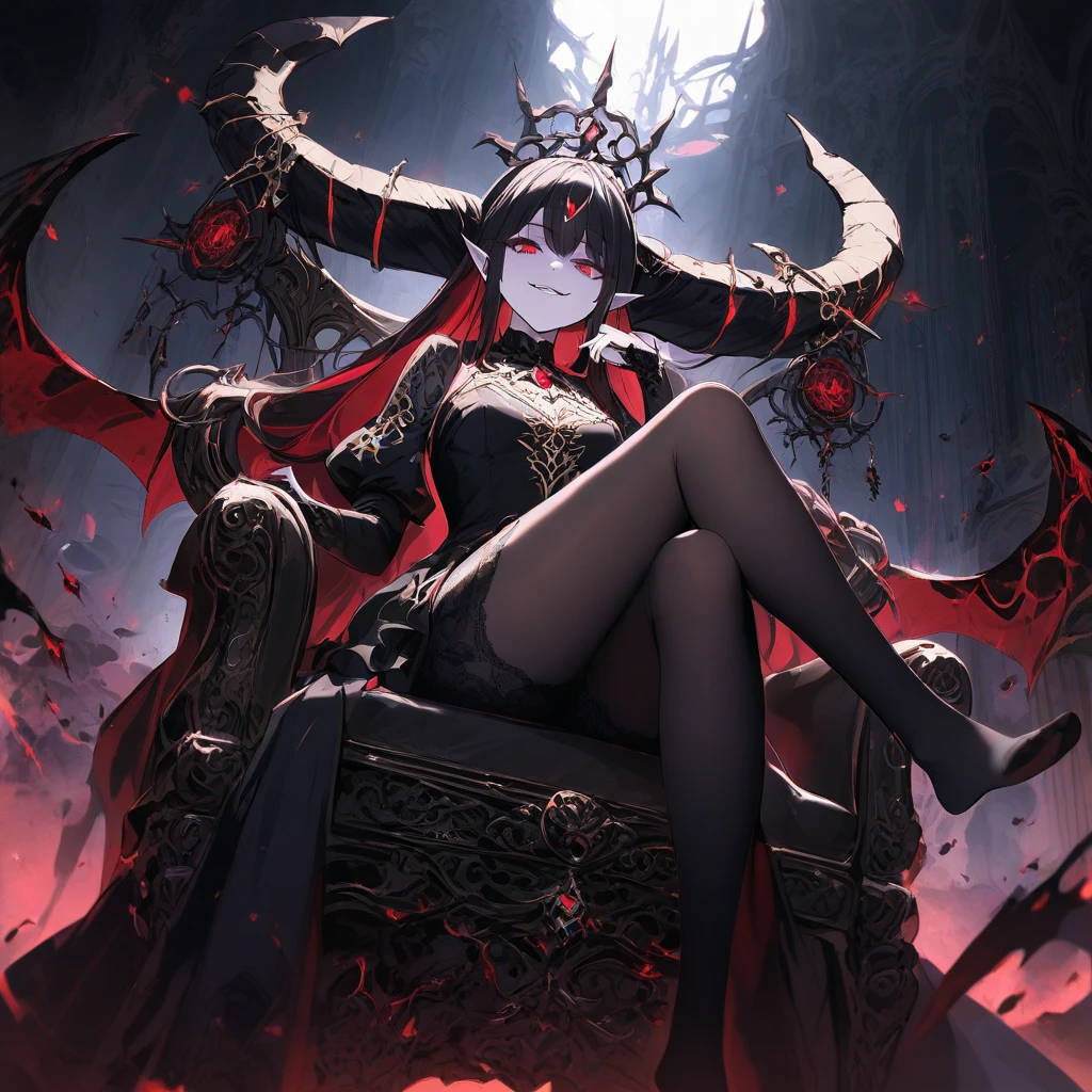 (masterpiece:1.1), (best quality:1.1), (Vibrant colors:1.1), (Solitary:1.2), (1 Girl:1.0), (sit:1.0), (stocking:1.0), (wing:1.0), (Devil&#39;s Horns:1.0)
