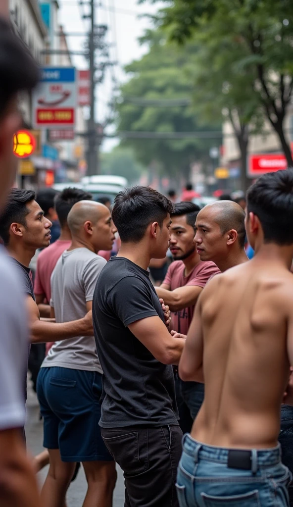  Thai teenage boys naked,protested on the streets of Bangkok,family raised one hand,illustrated,highly detailed,protest signs,expressive body language,vibrant colors,photo-realistic,urban setting,dramatic lighting,graffiti,unconventional materials,ink drawings,raw emotions,street art style,gritty texture,stark contrast,cityscape backdrop,fearless attitude,authentic representation,striking composition,large-scale mural,compelling storytelling,passionate expressions,political activism,unity,artistic revolution,empowering message,powerful visual impact,emerging artists,individually unique,proud cultural heritage,rising voices, of expression,resilience,charismatic individuals,energetic atmosphere,contemporary artistic movement,profound social commentary,a powerful symbol of change,inspired generations,inspiring future generations.