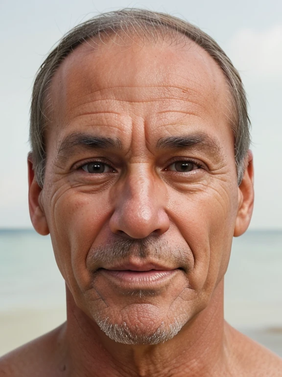 Create an 8k image of sexy 80 year old men on the beach