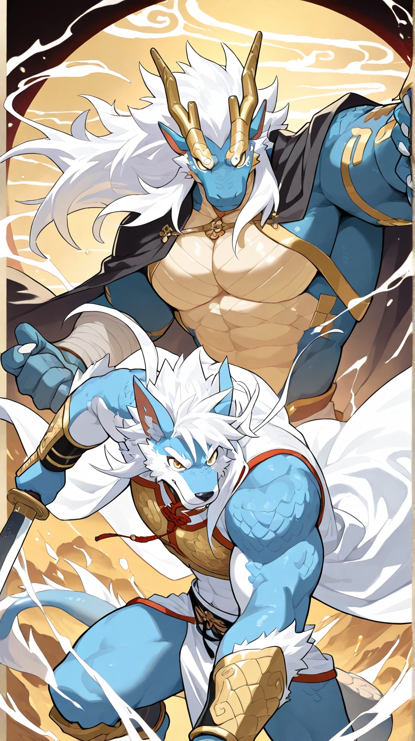 highres, absurdres(highly detailed beautiful face and eyes)perfect anatomy(kemono, furry anthro)(super handsome 2boys, pair)good lighting, cinematic shadow, detailed background, User Interface of Fighting game, dots game, pixel art, dungeon, Crisis, assorted poses, assorted expression, full body, sound effects, motion blur, from side,