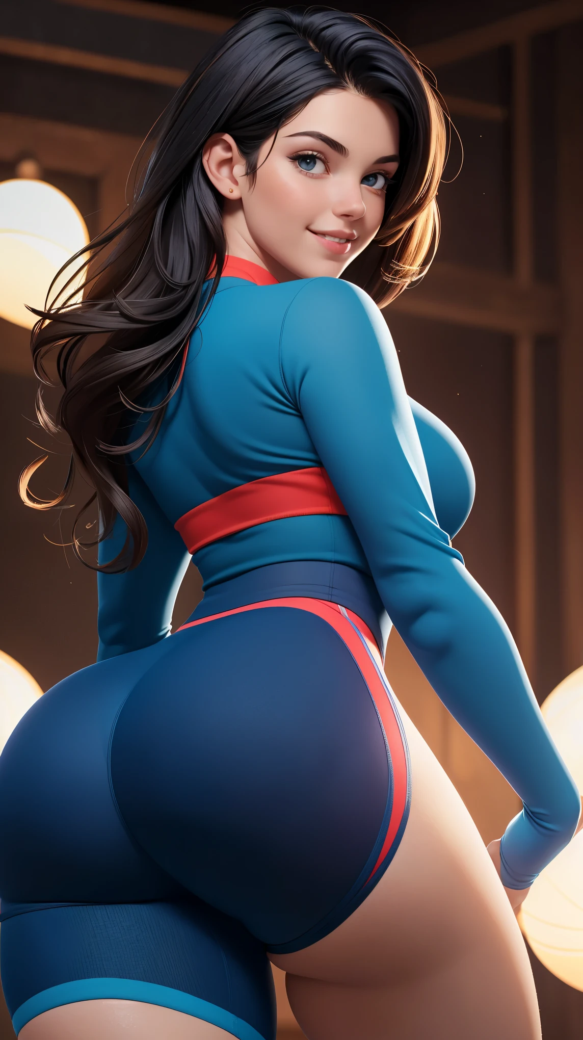 (very detailed RAW color photo), (1 girl), (alone), (35 years), (Goddess body), (athletic), (very defined toned physique), (very defined and beautiful muscular body), (very detailed perfect body), (small and defined breasts), (ultra defined curves), (superior quality, 8k, masterpiece: 1.3), (sharp focus: 1.2), (extremely beautiful girl with perfect figure: 1.4), (very thin waist: 1.2), (ultra detailed skin texture), (perfect and beautiful hands), (smooth and soft skin), (ultra detailed fabric texture), (extremely beautiful ultra detailed face), (perfect butt), (girl wearing a summer t-shirt and blue leggings with ankle boots), (extra long curly brown hair with bangs), (extra long ponytail with ribbon), (very detailed and beautiful tiger ears), (hair on face), dynamic pose, (uniform leaves thighs exposed), (ultra detailed and toned legs), ((very wide hips)), ((very thick and toned thighs)), (sexy), ((extreme hourglass figure)), ((very thick heart lips)), ((red lipstick)), ((blue eyes)), ((angry look)), (blush), (makeup), (ultra-defined waist), eye shadow, (full body shot), with the pyramids of Giza in the background, pyramids behind, very detailed starry sky, desert, stars, starry night, night sky, stars, full moon, galaxies and nebulae.