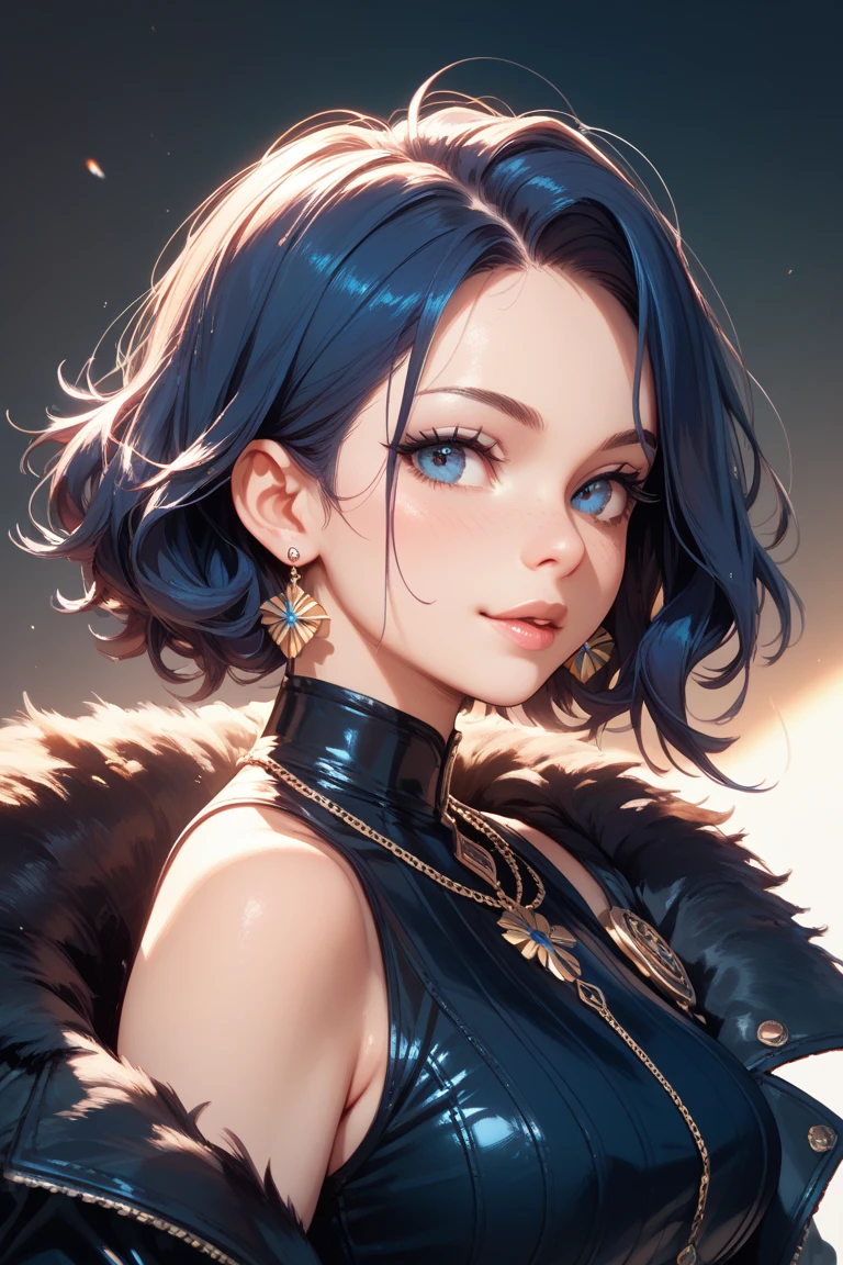 4k,masterpiece, high resolution, best quality:2, breathtaking, ultra detailed:1.4),A cool female in the street at night,Yelan,yelan,1girl,breasts,yelan \(genshin impact\),solo,gloves,short hair,looking at viewer,large breasts,fur trim,blue hair,jewelry,cleavage,bangs,white gloves,fur-trimmed jacket,sky,fingerless gloves,jacket,earrings,dice,mismatched gloves,rim light,scenery,huge filesize,Cinematic Lighting,absurdres,(masterpiece, high resolution, best quality:1.4, breathtaking, ultra detailed