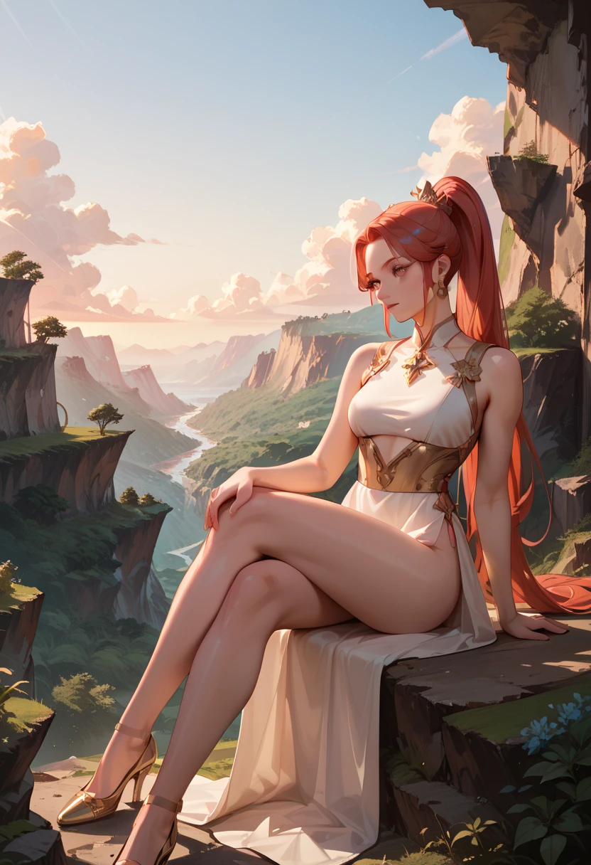 ((Large area tattoo color cartoon tattoo))anime art of a woman with red hair and a red dress, alphonse mucha and rossdraws, anime goddess, goddess. extremely high detail, ((a beautiful fantasy empress)), goddess of the moon, a beautiful fantasy empress, moon goddess, lunar goddess, red haired goddess, goddess of the sun, artgerm. anime illustration, korean art nouveau anime,araffed woman in a gold dress standing in front of a table, cinematic goddess body shot, body golden armor, golden armor, angelic golden armor, gold body, wearing golden armor, gold armor, wearing gold armor, elegant gold body, ornate bikini armor, golden armour, stunning armor, back - view, sleek gold armor, golden goddess, 1girl, solo,a woman with red hair sitting on a rock in a cave, red haired goddess, anime goddess, earth goddess mythology, in the art style of mohrbacher, fantasy art style, anime fantasy illustration, anime fantasy artwork, the greek goddess aphrotite, mohrbacher, 4k fantasy art, fantasy style art, beautiful goddess, goddess. extremely high detail