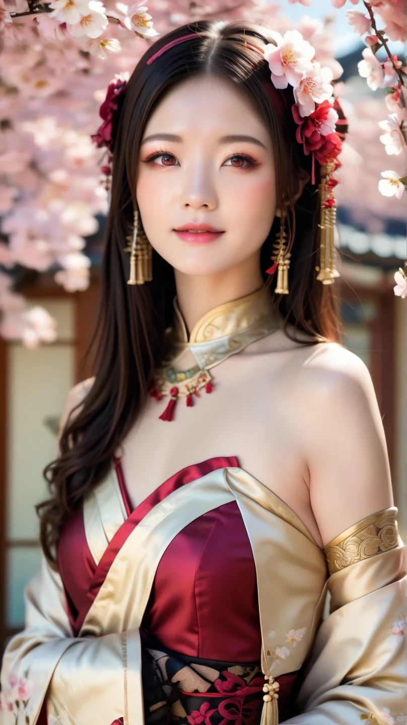 (Fight fiercely with the dragon)、Highest quality、masterpiece、Ultra-high resolution、（White Dragon Armor）、Dragon Armor、(Wearing a beautiful crown made of jewels),(Photorealistic:1.4)、RAW Photos、1 person、Blonde、Glowing Skin、(((Chinese Dragon)))、（gorgeous jewelry necklace）、（Mystical Expressions）、（hugeなドラゴンと戦う）、With a beautiful knife、（White Metal Bodysuit）、(Beautiful forest background)、Steep cliffs、(Small LED)、((Ultra-Realistic Details))、Portrait、Global Illumination、Shadow、Octane Rendering、（One-eyed scouter）、8k、Super sharp、huge 、Bare skin exposed in the cleavage、Metal、Intricate decorative details、More about Japan、Very intricate details、Realistic Light、CGSoation Trend、Red eyes、Shining Eyes、To the camera、Neon Details、(Mechanical Limbs)、(Blood vessels connected to tubes)、Mechanical vertebrae attached to the back、Cervical vertebrae mechanically attached to the neck、(Wires and cables connected to the head)、Gundam、Small LED、,Mechanical thighs、Toostook、（Hands are also made of machines）、（Veil）、