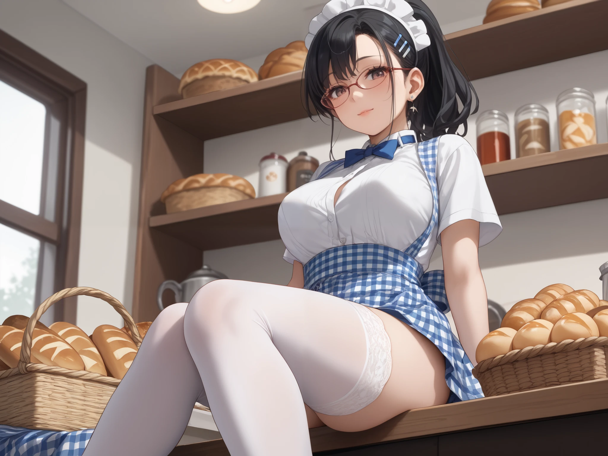 8K、highest quality、Coffee shop、girl、Dark purple hair、Twin tails、Big pink ribbon、Delicate face、smile、Beautiful little eyes、Blushed face、Pink maid outfit、Beautiful feet、Captivating thighs、Big Tits:1.8、Big Ass:5.5、 Narrow waist、Beautiful curves、Glowing Skin、Fair skin、Teacups on a silver tray、serve、Carry the tray、waitress、