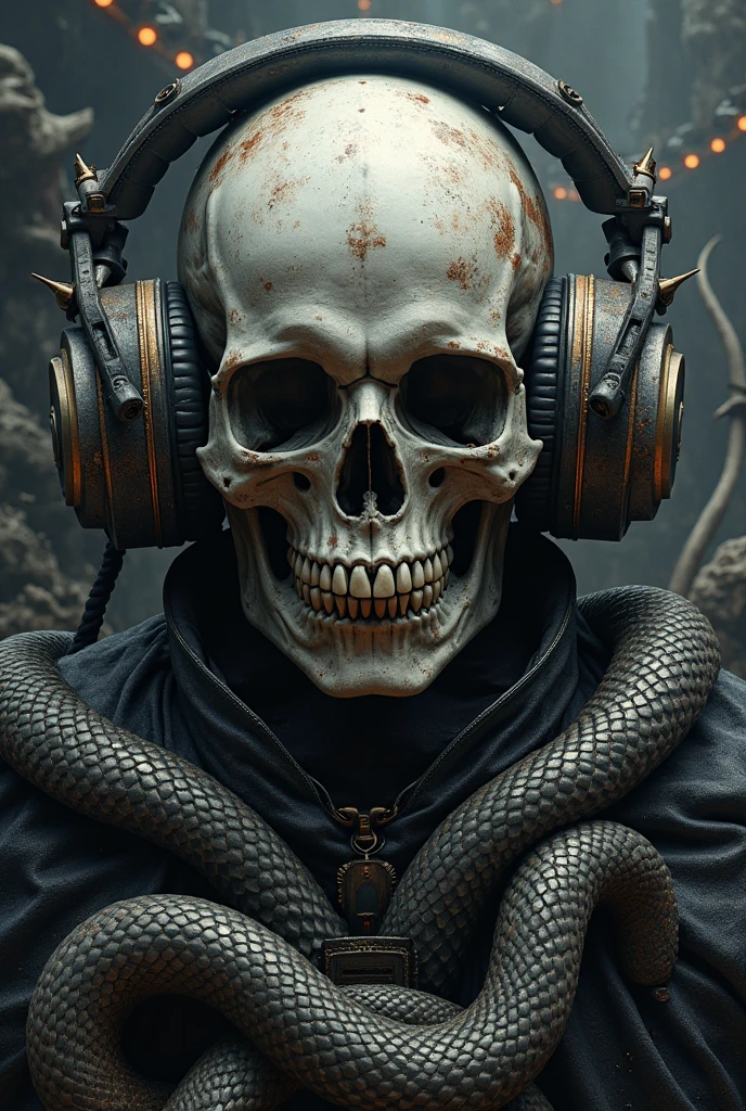 (((Intricate details))), (((highest quality))), (((extreme detail quality))), (((complex composition))), depict a skull wearing a hoodie and headphones. Focus on intricate stitching and fabric texture of the hoodie, creating a realistic portrayal. Use a monochrome color scheme, such as shades of gray or black, to emphasize the hoodie's material. For the headphones, incorporate fine details in the padding and wires, ensuring a lifelike appearance. Capture the balance between the edgy skull imagery and the modern, urban elements of the hoodie and headphones., cinematic, photo