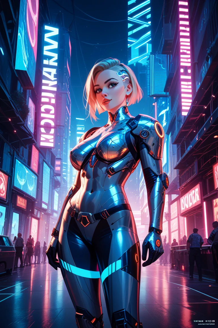 score_9, score_8_up, score_7_up, score_6_up, cyberpunk art, android, cyborg human, robot, robotic features, white skin, robotic limbs, face plates, glowing eyes, futuristic, futuristic city, futuristic city background, gwentstyle,