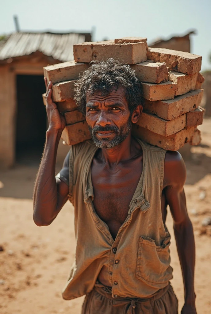 An Ethiopian old man working all day doing mud,a mixing of soil and straw for house construction