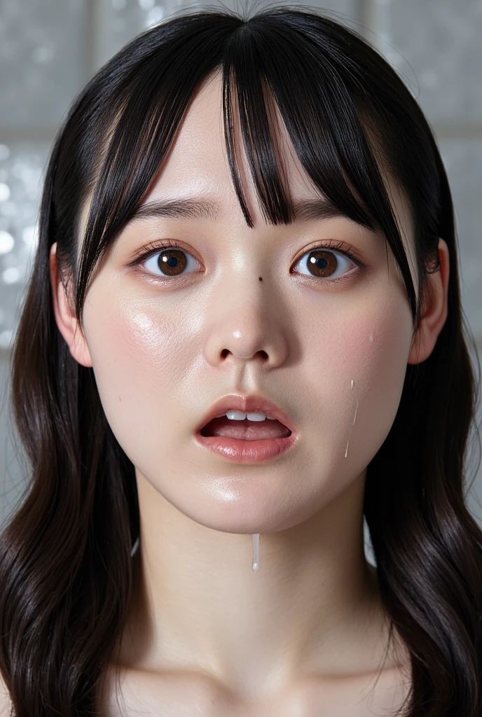 (((Mass bukkake on the face)))、Hair covered in semen、(highest quality,8K quality,masterpiece:1.3),(High resolution,Photorealistic:1.4,Raw photo),(Ultra-detailed,Caustics,Detailed Background),(Ultra-Realistic Capture,Beautiful and detailed skin,Perfect Anatomy)