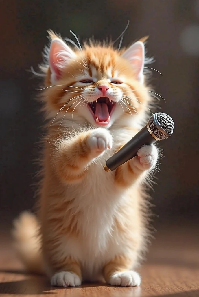 singing cat with Hand Microphone,{{Best Quality}}, {{super detailed}}, Futuristic ,, kwak ji young, Dreamy, Black eyes, Cinematic lighting, Innocent, Highly detailed, Sharp , Smooth, art stations, Convoluted,Ballet dancer ,awardwinning, Pure aura, Anime, Highly detailed CG Unity 8k wallpaper of girl with perfect symmetrical confident face with black mid-cut hairstyle and blushing cheeks , taken by Canon EOS, Sigma Art Lens 28mm f4, ISO 200 Shutter Speed 2000