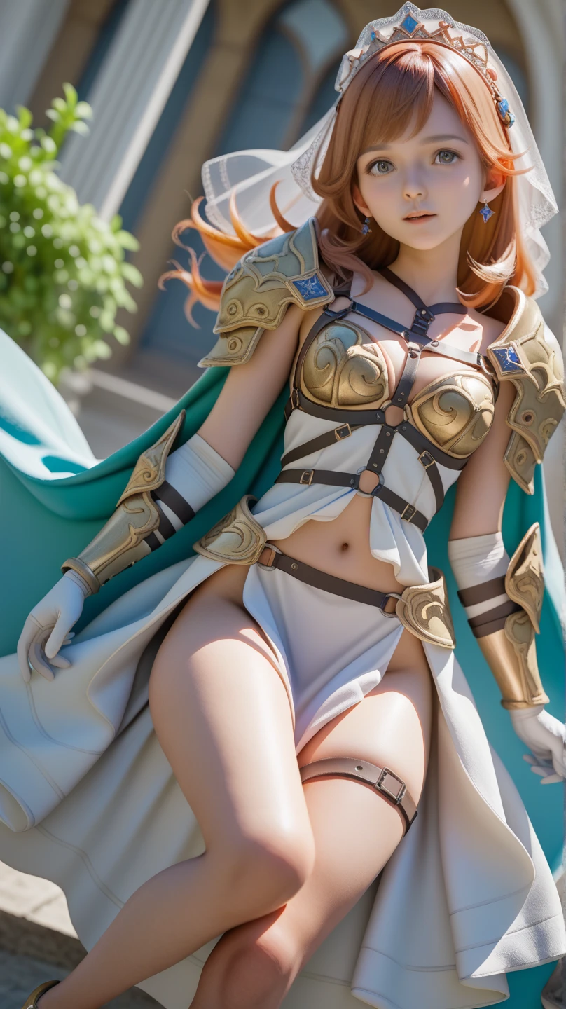 masterpiece、Mastepiece、Award-winning、Anime Girls、Random Hair、Huge breasts、Wear a bikini armor、Pants that look like they can be seen、Full Body Shot、The background is a fantasy world