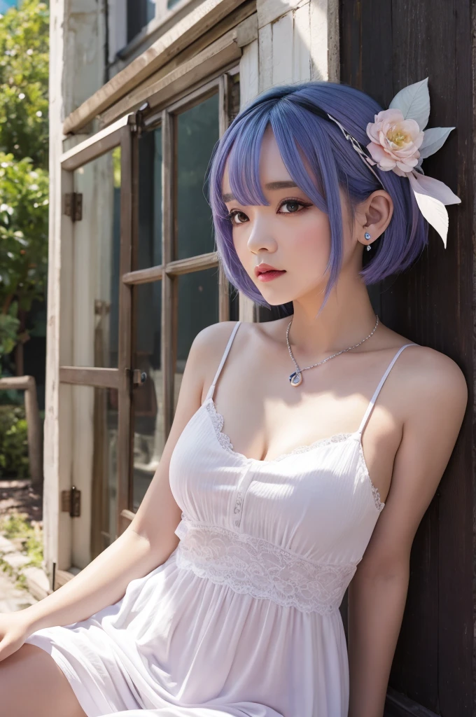 8K, Ultra-high resolution, Highest quality, masterpiece, 三分割法によるphotograph,Surreal, photograph, 1 Girl, (16 years old:1.3), pretty girl, Cute face, 細部まin美しい目, In detail,masterpiece,, One Girl:1.2, Japan Female Announcer,  ((Highest quality, 8K, Tabletop: 1.3)),{{Tabletop}},figure,Highest quality,the Extremely Detailed CG Unity 8K Wallpapers,One Girl_一人in,full_body,from_Downに,look up_in_Audience,look up_Down,(White Pantyhose:1.3),(No shoes:1.3),bed,Purple hair,Twin tails,露出したDown着,window,hair_ribbon,Strong Rim Light,Camel Toe,