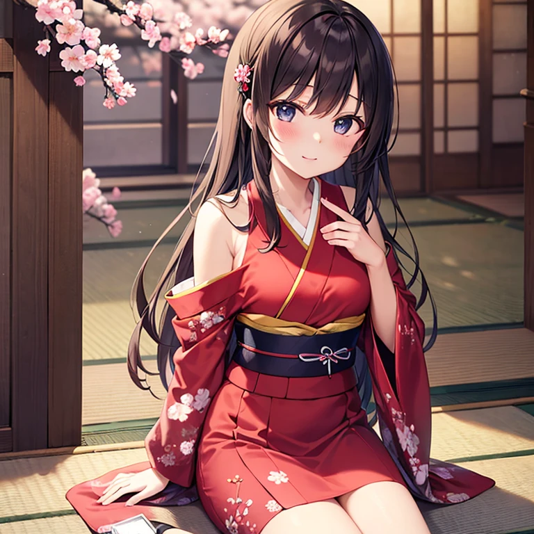 masterpiece, best quality, 1girl, cherry blossom, japanese kimono