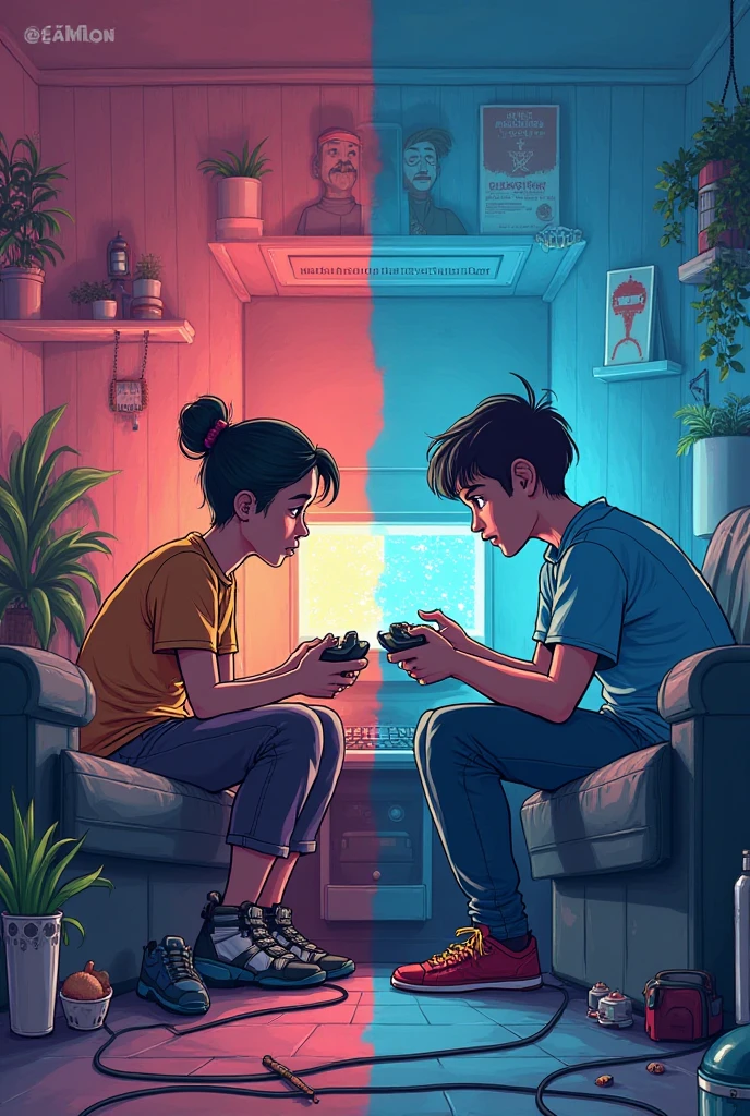 A book cover with title AUGUST with a boy and girl in a sperate room with their phone without showing their faces