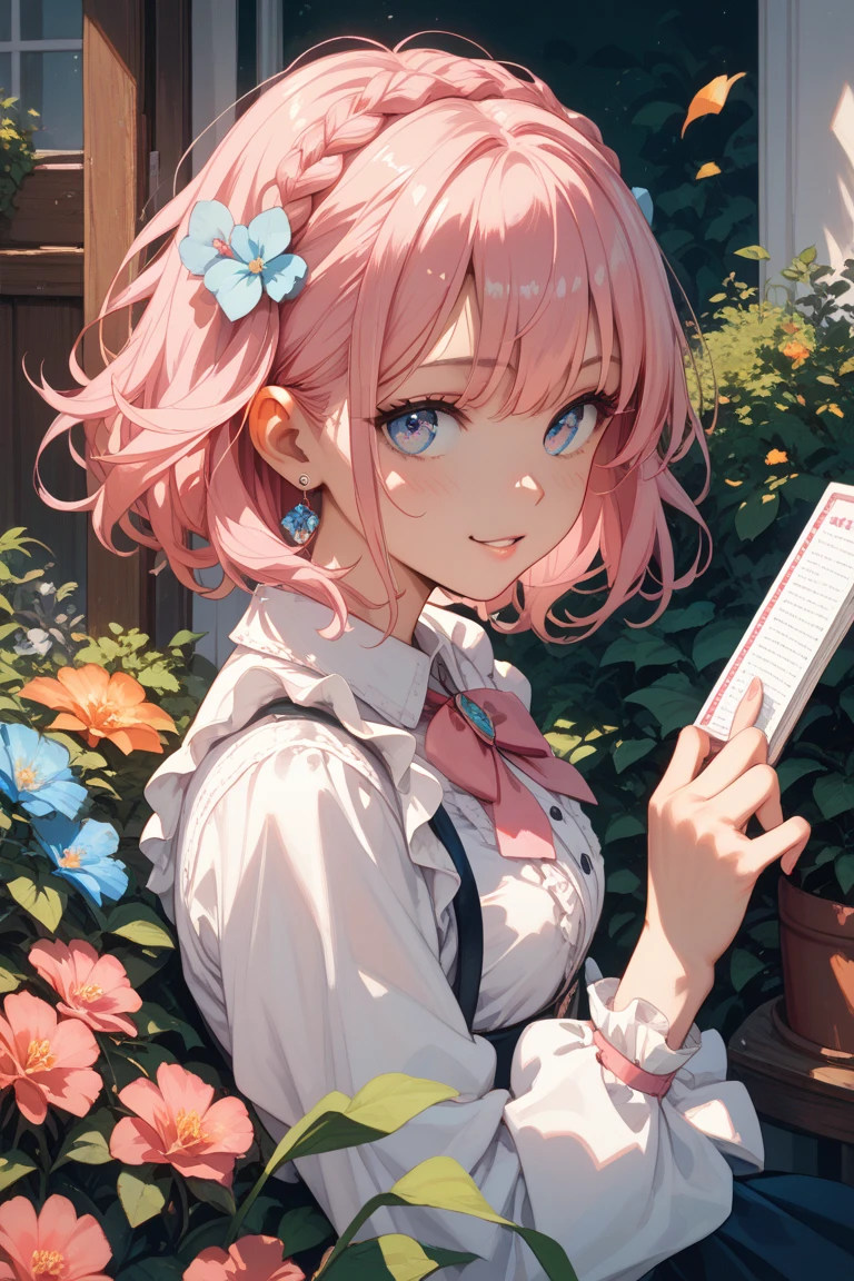 Shiratori aira by Dandadan, short pink hair, anime style dan da dan