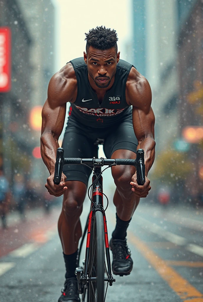 A boxer standing across the road ready to go for training , graphic art