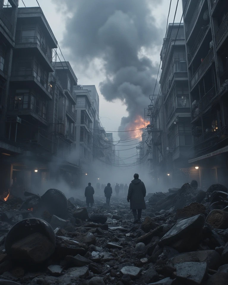 Several desperate people,after the city was destroyed