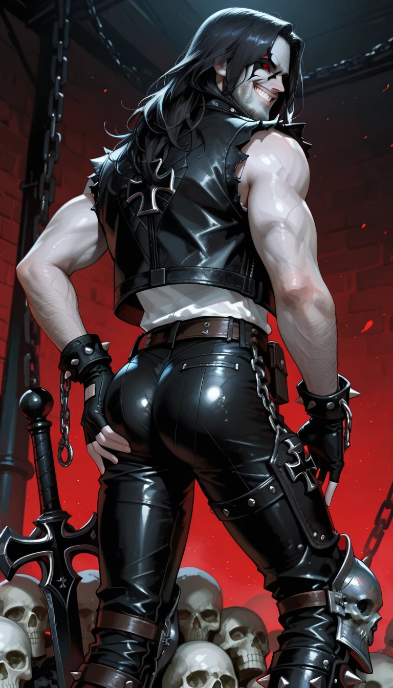 middle age blond woman , realistic picture, canon , leather lingerie , with a whip in her hand 