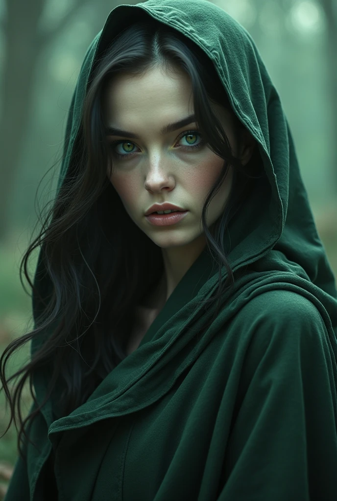 woman in the forest, horror style