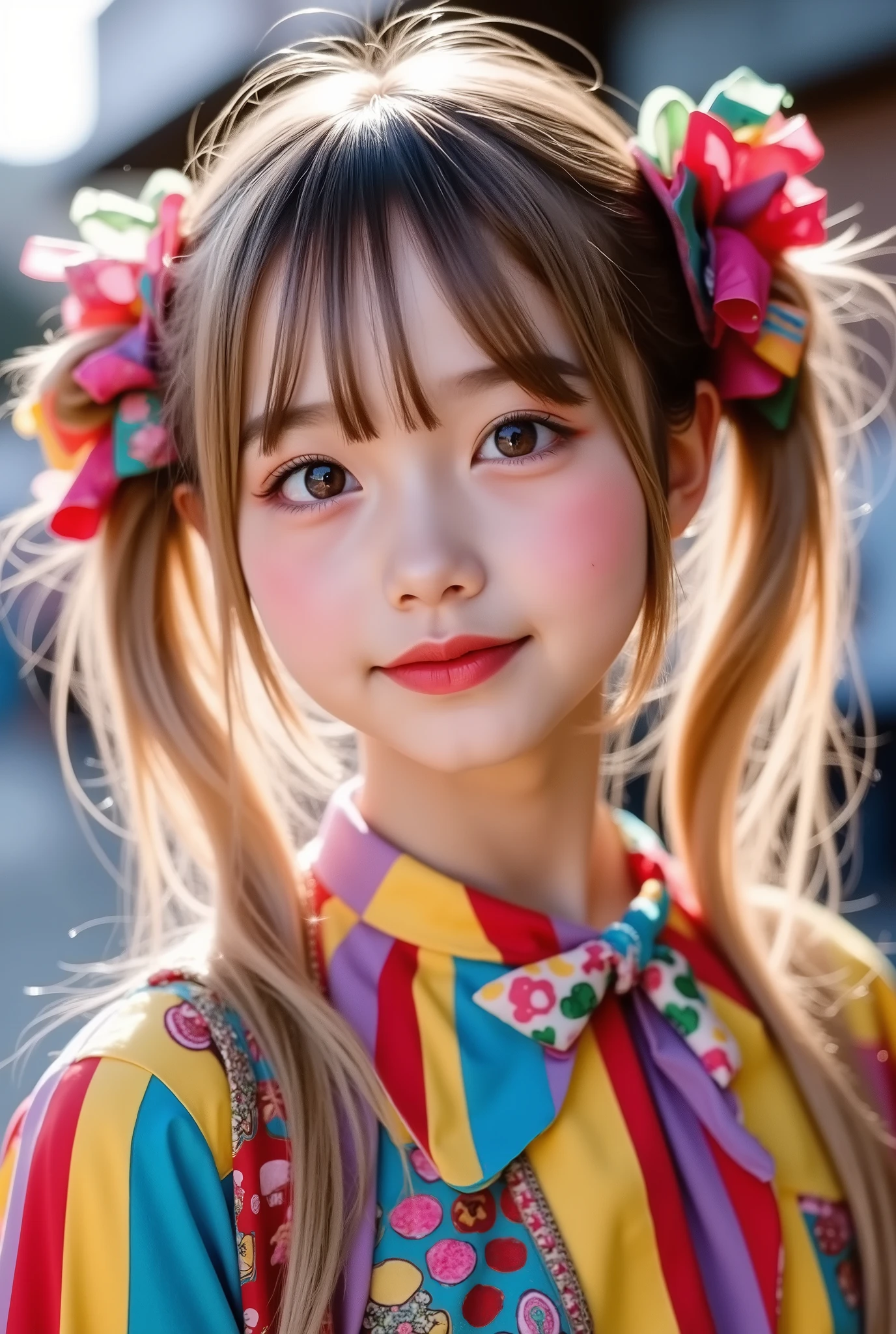 realistic、 cosplaying as a clown、 cute face、