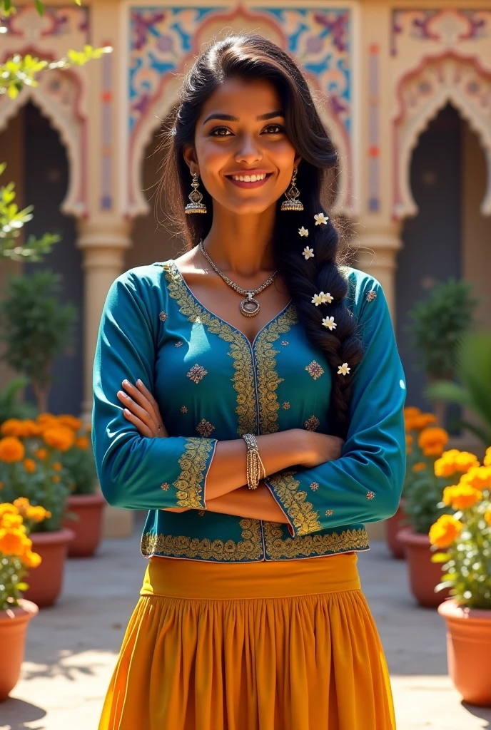 a woman in a churidar dress standing on a sidewalk, simple dress, indian, indian girl with fair skin, mid shot portrait, casual pose, with a seductive smile, close up portrait shot, close - up portrait shot, close body shot, closeup portrait shot, a cute young woman, elegant smiling pose, beautiful model, 