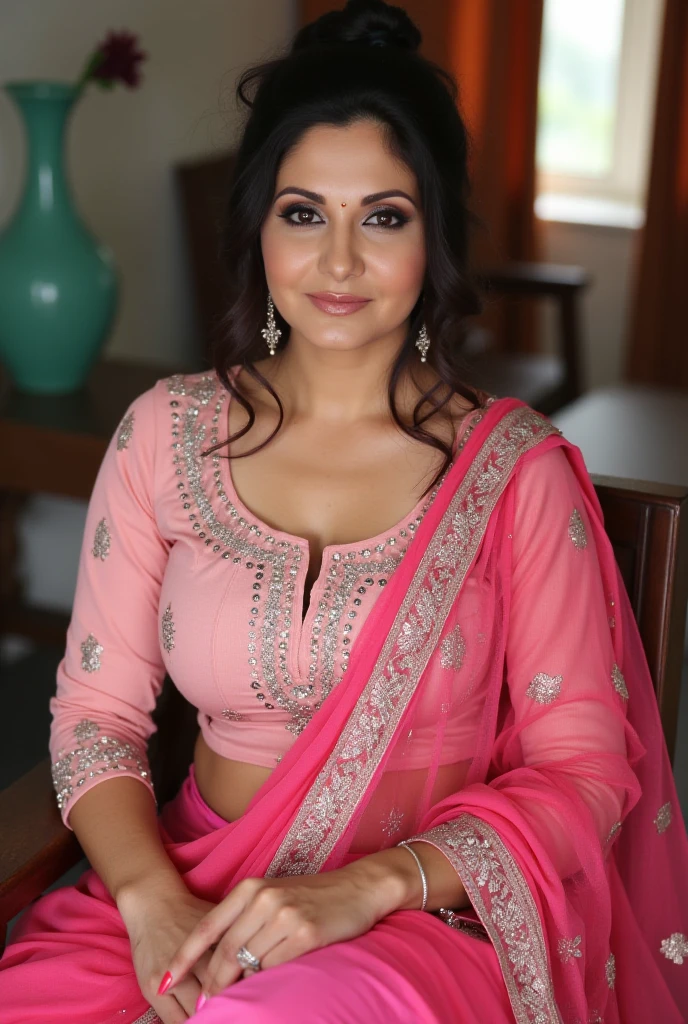 (impressionist masterpiece oil painting depicting solo closeup) of an alluring sexy curvy Indian princess Sonali Bendre, em um jardim ensolarado, clivagem, umbigo, vestindo lindo bralette estampado & saia. Moda dos anos 50, longos cabelos castanhos ondulados com destaques,, vivaz, olhar ???????, Alegre (belos olhos detalhados:1.1) , (passionate expression:1.2) intense dramatic lighting, queda de folhas e flores bokeh, retroiluminado, raios de luz, altamente detalhado, trending on ArtStation, respingos de tinta, cor rica, queda de folhas & flores ao redor,(penteados ondulados perfeitos), retrato abstrato, Directed by: Atey Ghailan