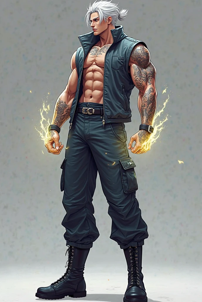Realistic 12 yo muscular white boy red hair blue eyes freckles flexing massive chest musscles big pes tearing open tee shirt while holding black leather belt with one hand pulling it tight around waist of tight jeans diamond shaped buckle emitting lightning bolts. wearing tennis shoes.
