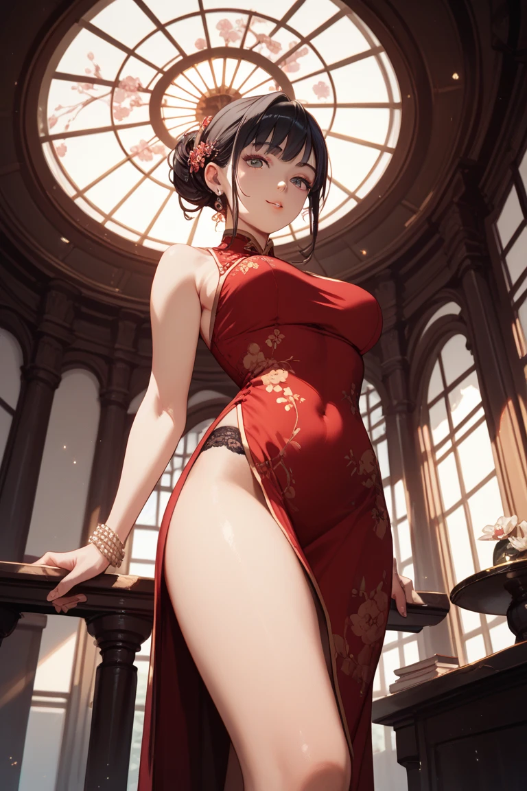 Mature Woman　China dress　Large Breasts　Attractive thighs