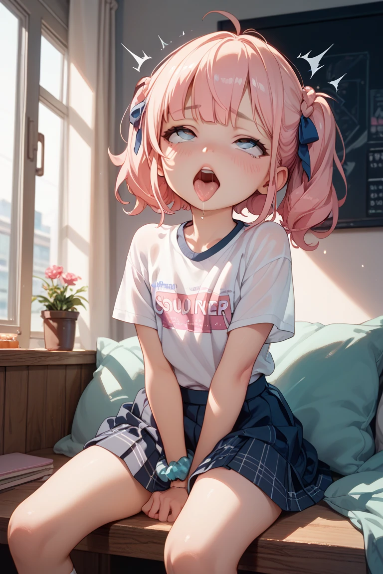 score_9, score_8_wonderful, anime, NSFW Hololive,Minato Akua, Pink hair, smelling one's own armpits, smelly armpits, huge butt, easy-to-give-birth body type, armpit hair, locker room, disgusted face, desperate face, crying face, panties aside, pussy, pussy juice, 1boy kiss, vaginal penis, fat man