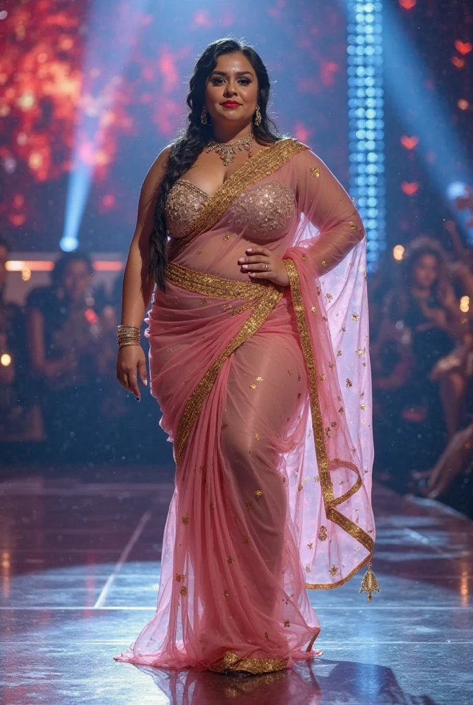 Foto RAW, photorealistic, photography, full body shot, master shot, goddess like beauty, perfect thick chubby mallu Desi aunty bhabhi, Wearing a Stanapatta, a chest-band.Saree model, model Photography, Indian saree shoot, Indian traditional wear advertising photography, traditional wear brand shoot, face of Indian actress Sonakshi Sinha, masterpiece, realistic, realism, incredible details, pleasure, photorealism, detailed skin, skin pores, high contrast, photorealistic Artstation 8k HD digital art trend of high definition and detailed realistic skin texture, ultra detail, realistic skin texture, armature, best quality, ultra high definition, (photorealistic:1.4),, high resolution, detail, raw photo, Re sharp, by Lee Jefferies Nikon D850 Film Stock Photo 4 Kodak Portra 400 Camera F1.6 Lens Rich Color Ultra Real Realistic Realistic Textures Dramatic Lighting Unreal Engine Trending at Art Station Cinestill 800,(pele altamente detalhada: 1.2), 8k UHD, DSLR, soft-lighting, alta qualidade, grain of film, Fujifilm XT3,she didn't like to wear blouse or bra, she happy to wear only saree, she hates blouse or bra,