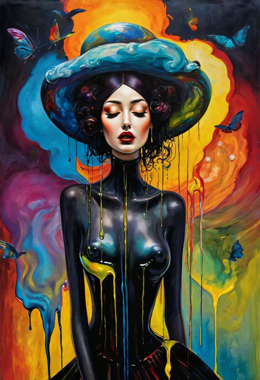 (Artistic Masterpiece of Romantic Life) ( (Themed Art of Life) ( (Conceptual Art) (NFT Exclusive) (Fauvism Work) ()”) Where visual poetry transcends traditional boundaries and embraces the dynamic interplay between creativity and technology Takes),dripping paint,darkart,style, in the style of esao andrews