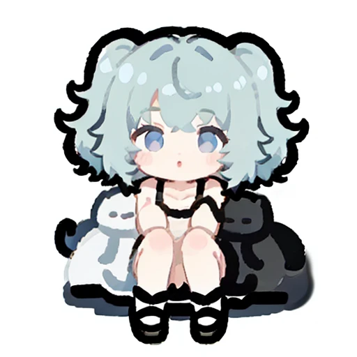1girl with short grey hair, black eyes, slender body, medium breasts, grey natural mouse ears, natural mouse tail, blush, embarrassed, , ((((grey bra))), short shorts, chibi style, simple background