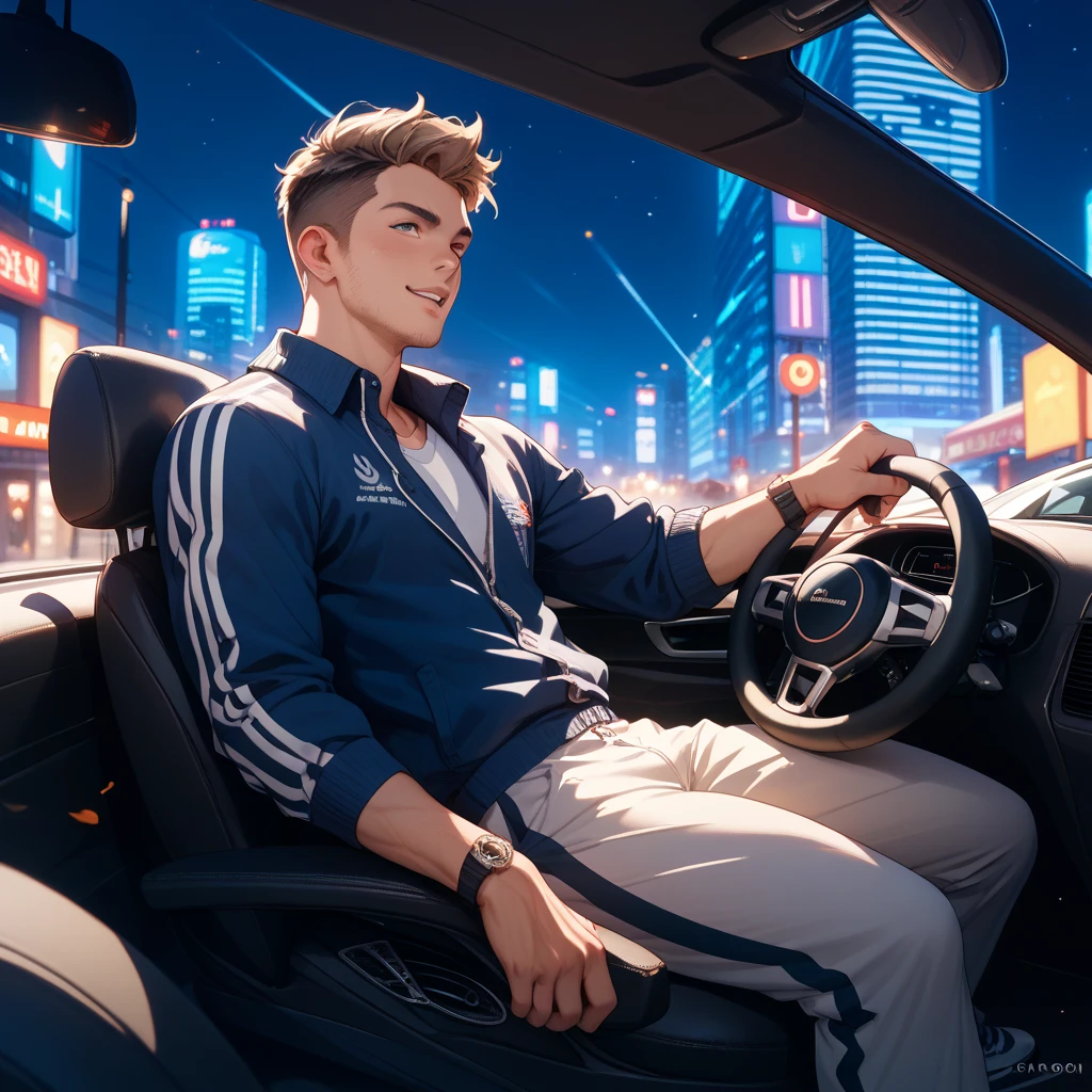 There is a man sitting in the cab'car seat, Asian male, Strong winter aesthetics, Super buff and cool, There is snow on the body, Korean muscular man 2 1 years old, Muscle tissue, Muscular!!, only snow in the background, Muscular!, Handsome Chad Chin, V-shaped bust clothes, in the snow, Cold snow outside, blanketed in a mantle of snow