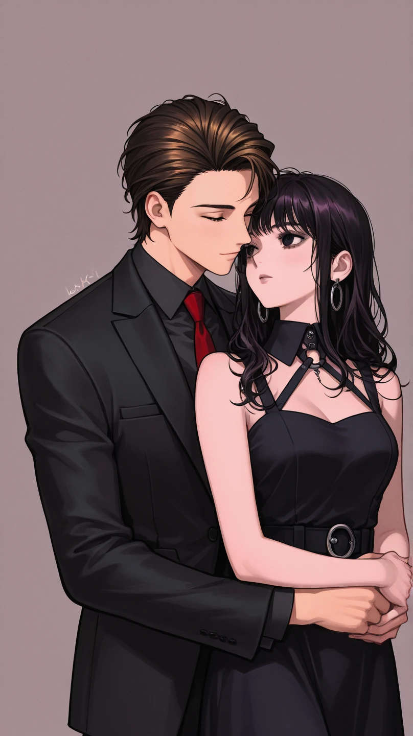 Limo Boy, (limo) limo hair therm hair style, Persian purple, emo clothing, masterpiece, of the highest quality1 girl, Long hair, 