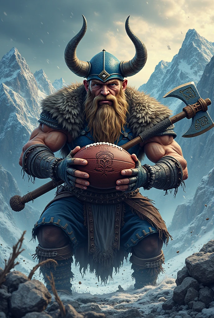 Drawing of a Viking holding a basketball with a smug look on his face