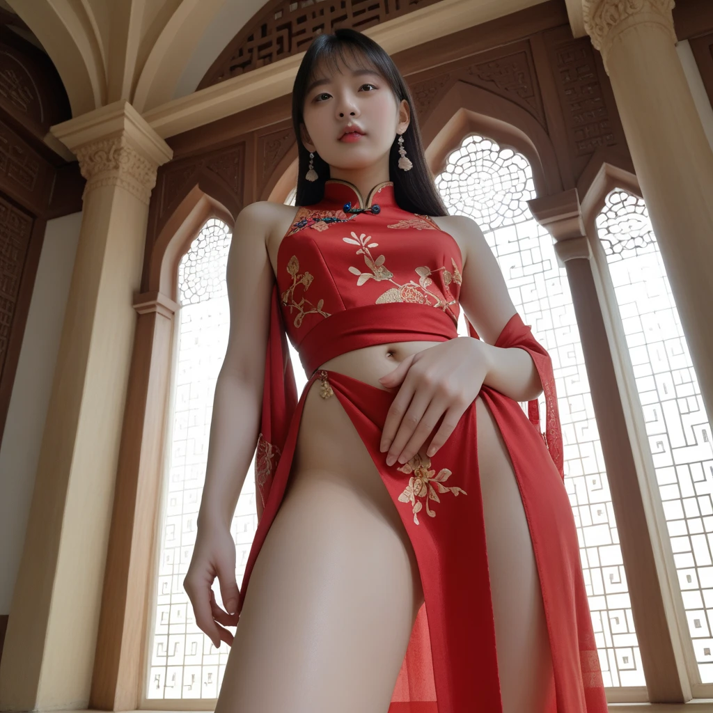 ((realistic)),(realistic skin details),((realistic shadow)),((realistic skin texture)),(asian Chinese beautiful face),((Chinese sexy face)),((Chinese very sexy model)),((masterpiece)), (detailed), perfect face,(big boob),((big booty)),((very sexy pose)),((very sexy outfit)),((wearing very exotic Chinese outfit)),((full body)),(thin),((very sexy legs)),((beautiful legs)),(slim),skinny,((very sexy high heels)),((very long long hair )),((very hot young teen)),(show sling g-string),(random color long hair),((nipple slip)),((boob flash)),((tits slip)),(horny smile),(wearing sexy bracelets),((very sexy emotional face)),((boob slip)),(wearing seductive exotic tight black satin high cut Double Slit sexy Chinese dress),((she wearing black exotic tight lace Double Slit Backless sexy Chinese dress)),((very long long hair)),(looking at viewer),((wearing luxury gold necklace)),((sexy belly)),(looking at viewer),((she has red, blonde, pink hair)),(bangs messy bun hairstyle),((long sexy haircut)),((best quality picture)),((full body stand pose)),(casino in hong kong city background),((Nipples pushing up)),((hong Kong casino night city background),(she stand and touch her grab her butt pose),((nipple protrusion)),(trained body),((full body photo)),(she has smokie eyes drama makeup),((she wearing Gold exotic tight Double Slit Backless satin Chinese Dress)),red lip,(cute pose),((seductive smiling)),((seductive pose)),(mid body),((portrait)),((close up shot))