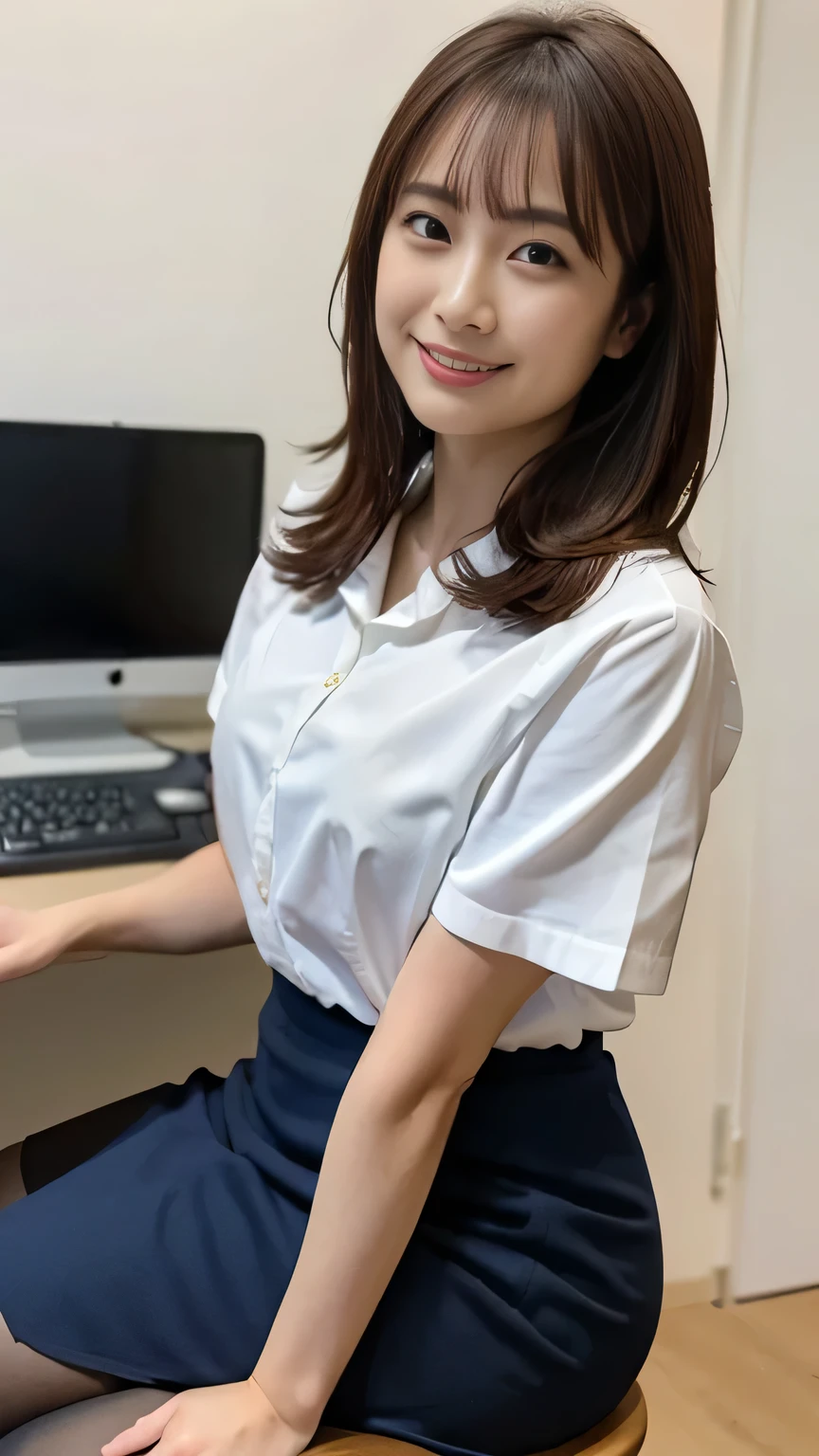 (((masterpiece))), (((Best Quality: 1.4))), ((very detailed: 1.4)) , Woman using tablet in room , Seductive Beauty、Pencil Skirt 、 Super Real Pantyhose 、Skirt and pantyhose、A hard working and capable beautiful secretary、work, Under the desk, I can see 、 legs in tights when I'm sitting on a chair 、Live action film Steel , Full Device, With the magic tablet, PROFILE POSE , (REAL PICTURES) , Serious work, elegant look