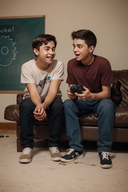 A gamer teen boy with blue hoodie and playing games with pizza everywhere
