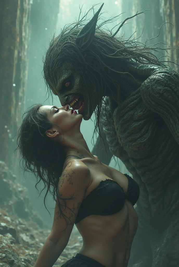 Realismo de fantasia, foto de 1 menina muito bonita, bunda a mostra, bunda redonda, submissa, horror escuro, (atmosfera escura:1.2), (mistborn & smoke billowing), sangue, cicatrizes, (medium length dark shaggy hair:1.1), (sombra:1.1), (brilho lindamente detalhado:1.2), (cinematic lighthing), detalhe intrincado, alto, foco nítido, liso, aesthetic, Tattuagens