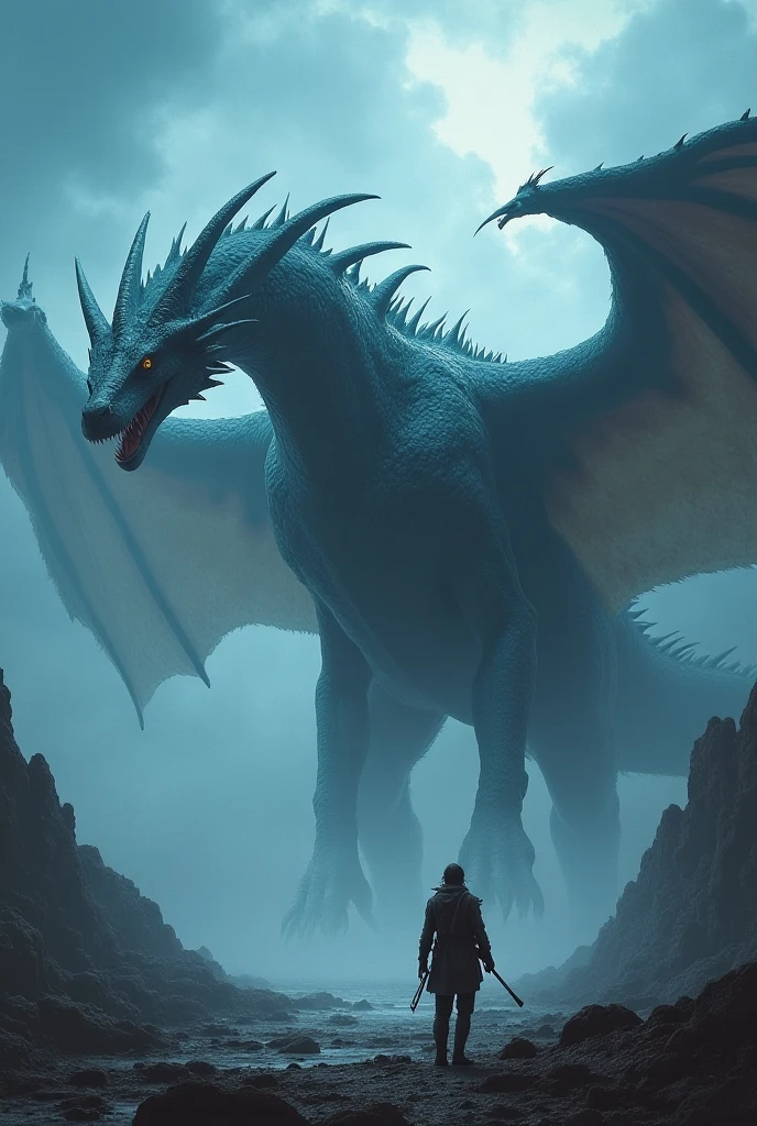 Draw a giant creature seen from a very distant place