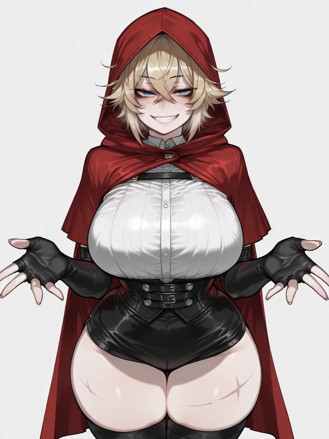 girl girl masterpiece,best quality,ultra detailed,detailed eyes, 1girl|blondecat,perfect pretty face,slim body,cat ear,cat eyes,yellow eyes,short blonde hair,beige skintight pants,black boots,white corset,(catbell coller),(((red cloak))),(cat claws:1.5),ojou-sama pose,detailed background,hunched over,dramatic angle,(1001ArabianNights), peeing self, having an accident, office, indoor, standing, ((pee stream)), (pee puddle), pee stain, wet pants, wet furniture, pee puddle, peeing, blushing
