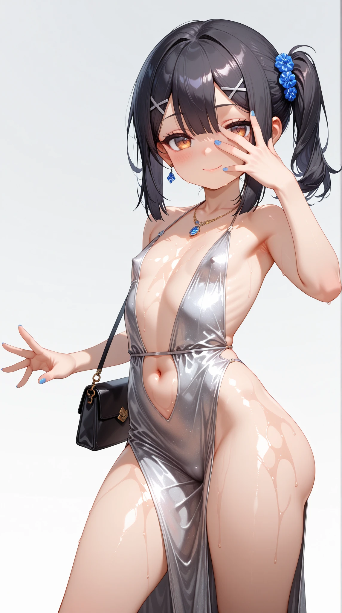 (((Micro bikini that accentuates sexy breasts:1.75)))、(((Sexy knee-highs:1.35)))、((((Emphasizes the sexy crotch:1.35)))、((((Spread your legs wide、Touching the thigh、There is a lot of pubic hair showing off the crotch、large pointy breasts))))、(((Professional: Step by Step, Final result: God level))): "masterpiece, Highest quality, High resolution, solo 1 girl, 24-years-old, kr1, Brown eyes, Blunt bangs, Kibito High School 50% uniform, sweater, Pleats 10% mini skirt, socks, Small breasts, Leaning forward, Hands on hips, ((visible hip removing the sweater from the body)), Endlessly provocative, Low Back View"