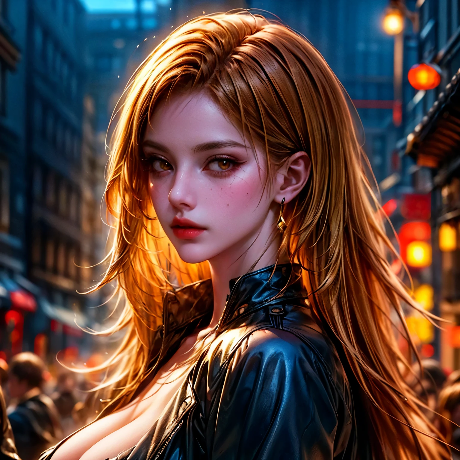 A sexy woman, blonde hair, 80's sexy clothes, neon lights on the streets, atmospheric synthwave scenario, hyper detailed, highly realistic, cinematic lighting, photorealistic, 8k, (best quality, 4k, 8k, highres, masterpiece:1.2), ultra-detailed, (realistic, photorealistic, photo-realistic:1.37), HDR, UHD, studio lighting, ultra-fine painting, sharp focus, physically-based rendering, extreme detail description, professional, vivid colors, bokeh