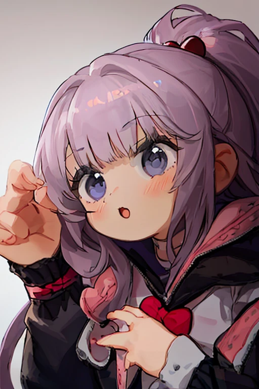 smug,peace sign,best quality,depth of field,burry background,heavy breathing