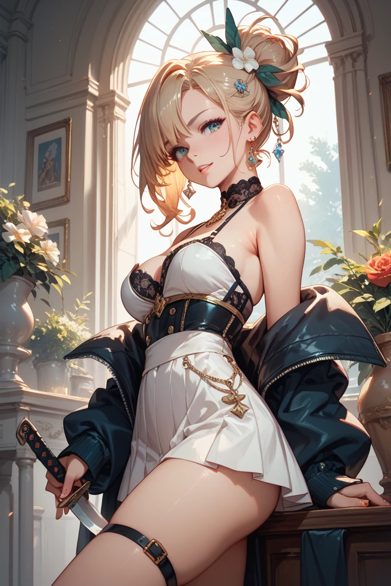 Gil Elvgren, Frederick Smith, Walter Crane, Pawel Pawlak, Joanna Rusinek, Adam Kilian, Surrealism, wonder, strange, fantastical, fantasy, Sci-fi, Japanese anime, an aquarium just for Alice, a beautiful blonde miniskirt girl, diving, swimming, perfect voluminous body, picking up stars from the bottom, an basement in the sky, detailed masterpiece Zoom in close up embarrassing shy cute blushing hyper realistic sharp focus low angles looking at viewer real
